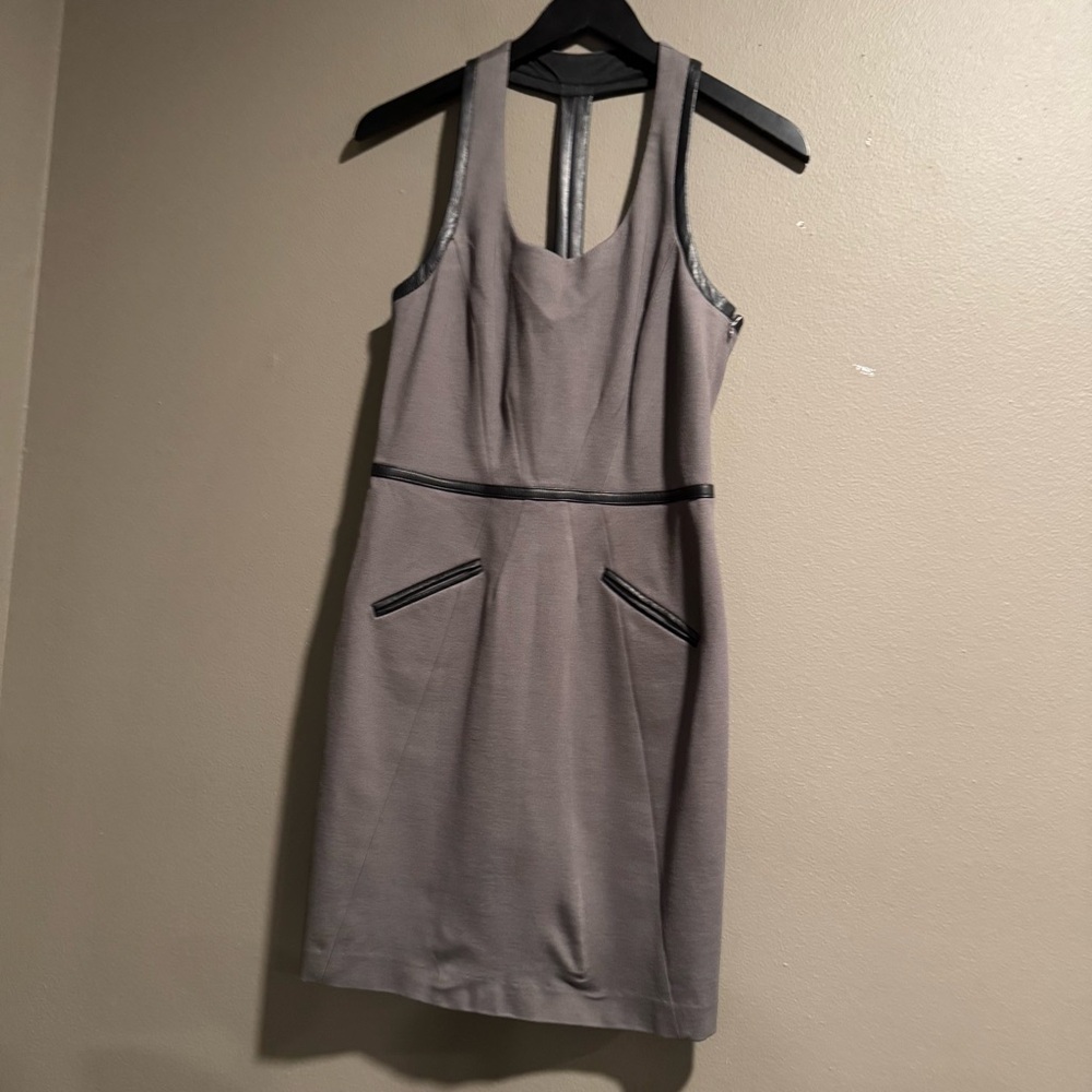 Cynthia Steffe Halter Faux Leather Accent Sheath Dress Size 4